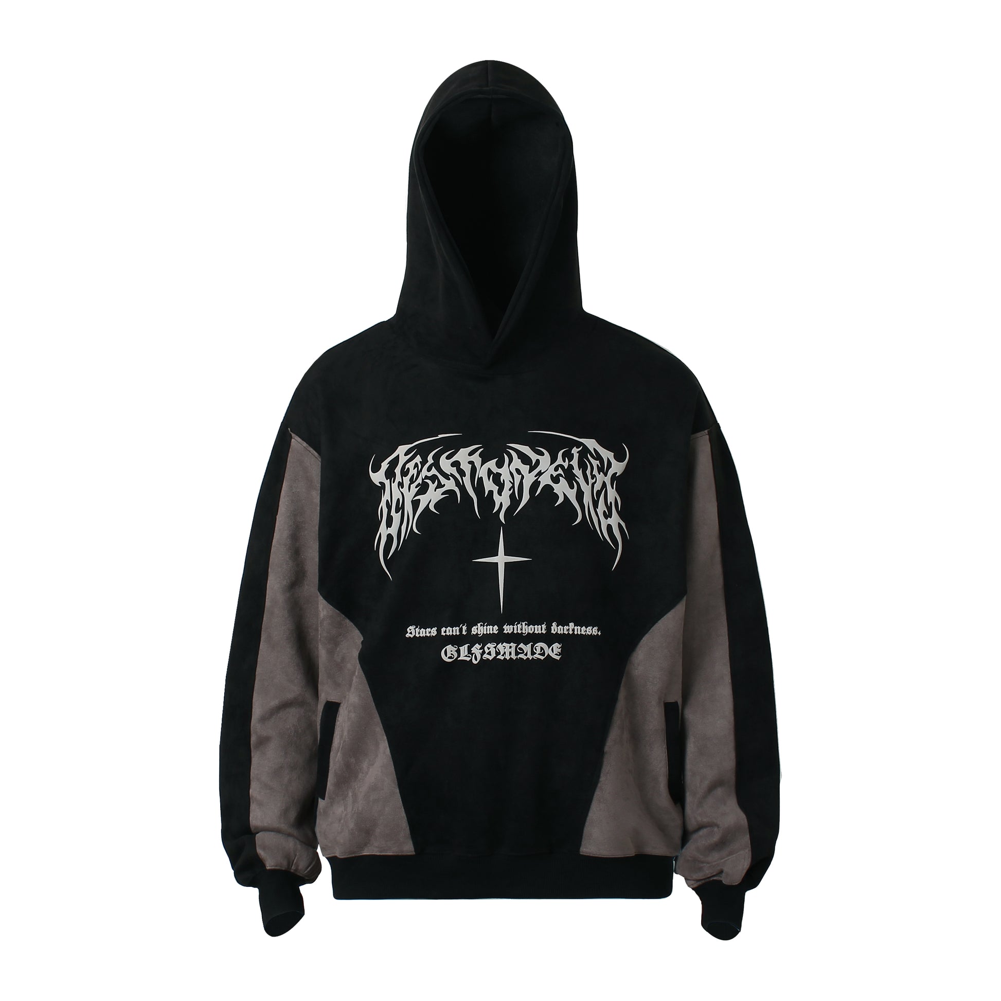 Metal Letter Cross Print | Gothic Hoodie - Santo 