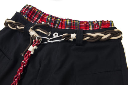 Plaid Waist Detail | Cargo Pants - Santo 