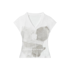 Faded Hug | V-Neck Soft Focus Tee - Santo 