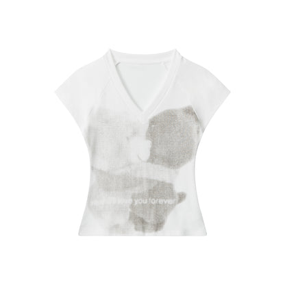 Faded Hug | V-Neck Soft Focus Tee