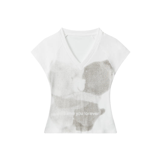 Faded Hug | V-Neck Soft Focus Tee
