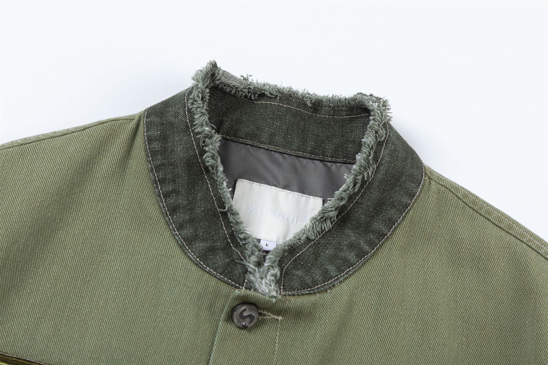 Veste en jean style militaire à patchwork Battle Stitch |