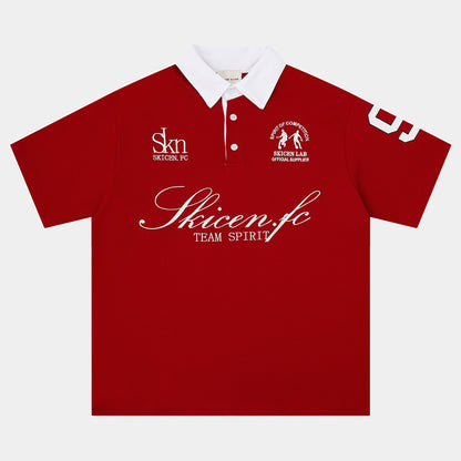Contrast Collar Soccer Polo Shirt in red front main
