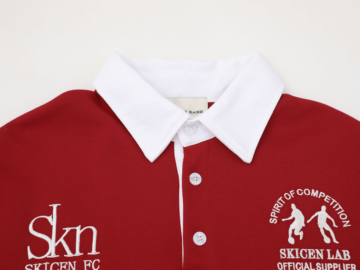 Contrast Collar Soccer Polo Shirt in red front collar detail
