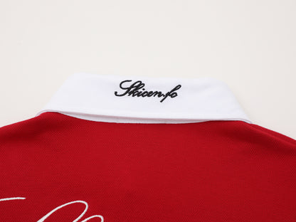 Contrast Collar Soccer Polo Shirt in red rear collar detail
