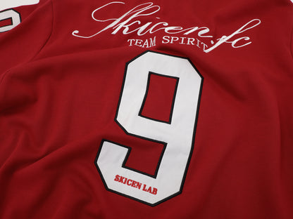 Contrast Collar Soccer Polo Shirt in red back number detail