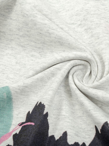 Star Cat Print Oversized T-shirt in grey fabric detail