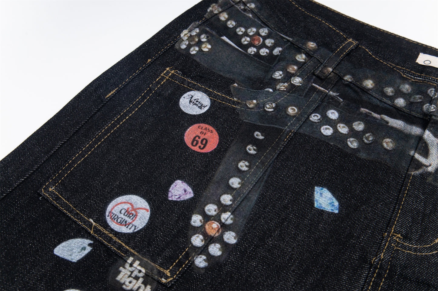 Studded Patchwork | Denim Jeans - Santo 
