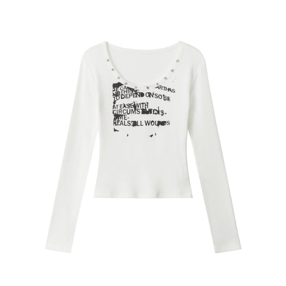 STUDDED SCRIPT | Graphic Scoop-Neck Set