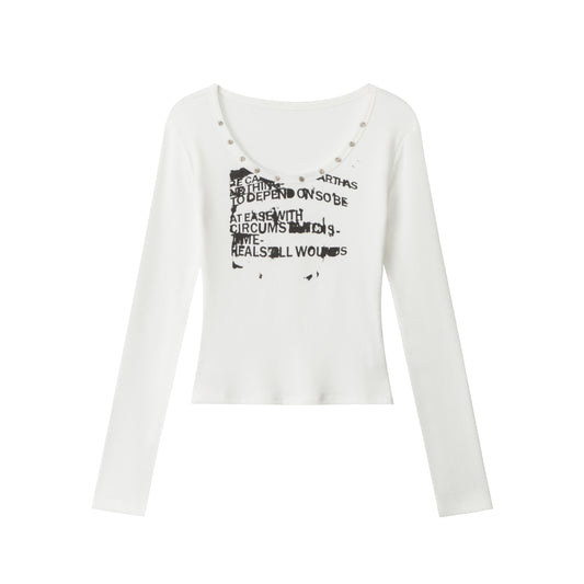 STUDDED SCRIPT | Graphic Scoop-Neck Set