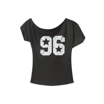 Varsity Star | Off-Shoulder Graphic Tee - Santo 