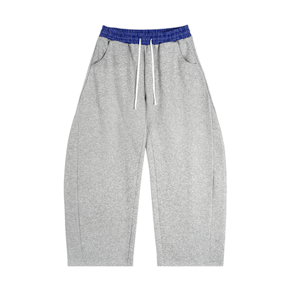 Double Up - Plaid Waistband Barrel Sweatpants