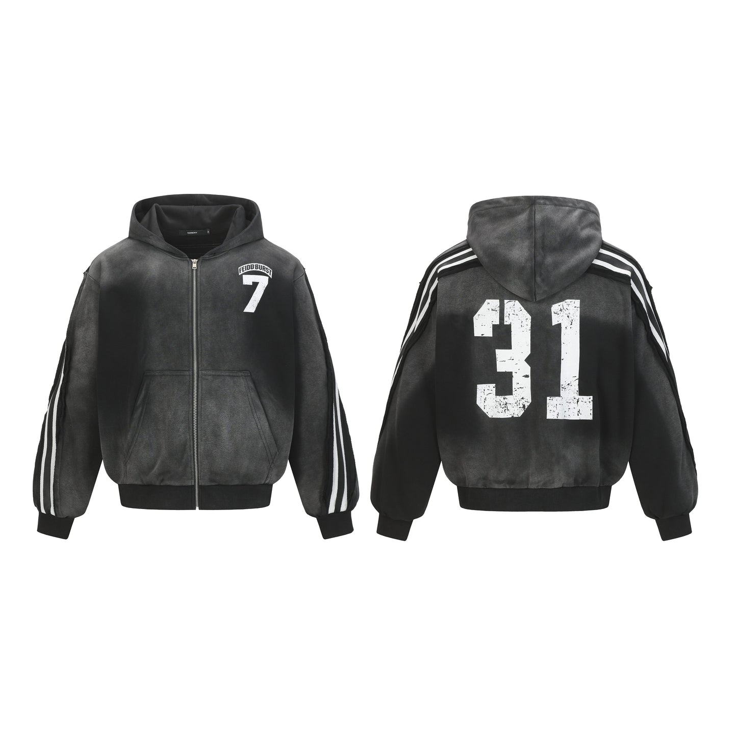 Vintage Sport Stripe | Zip Up Hoodie - Santo 
