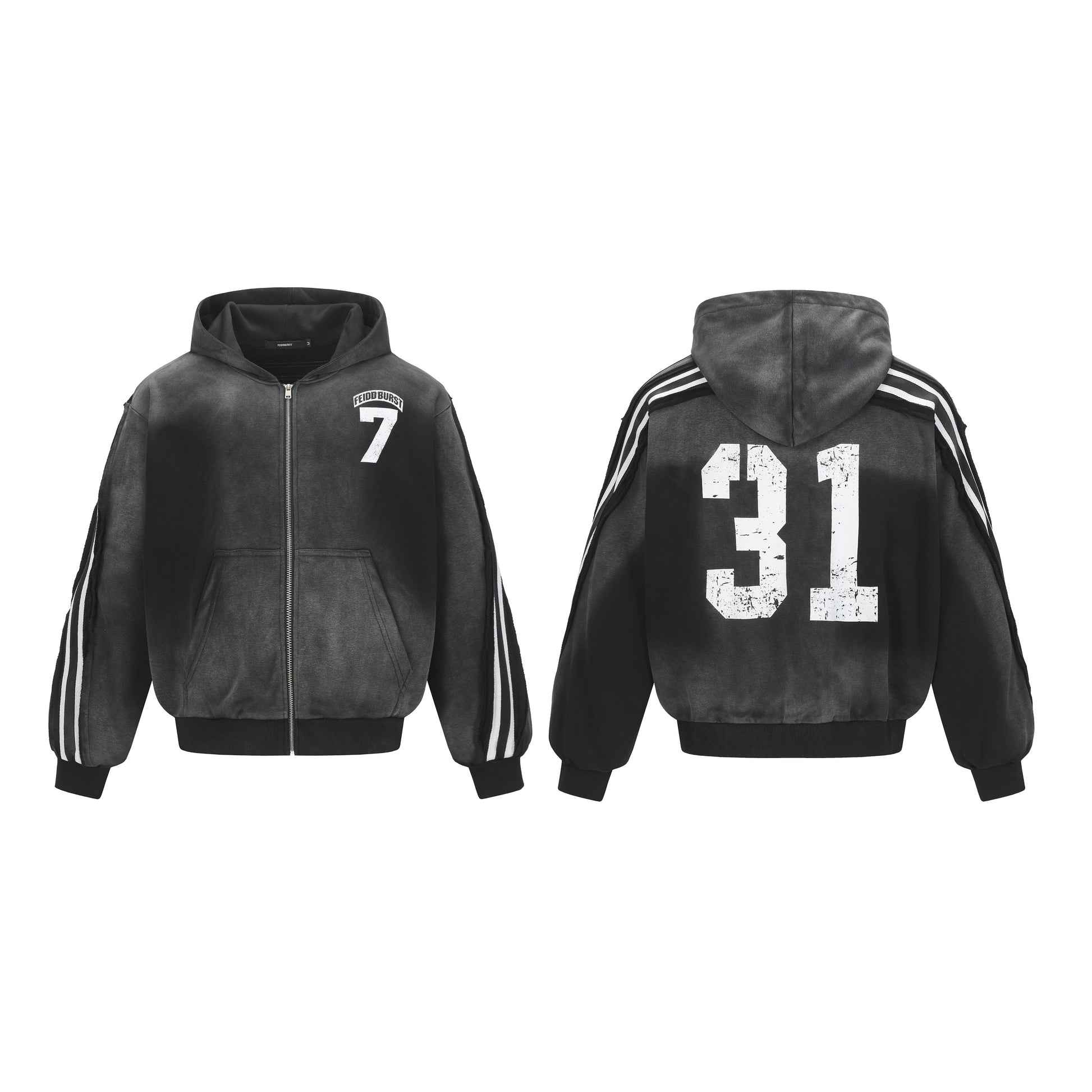 Vintage Sport Stripe | Zip Up Hoodie - Santo 
