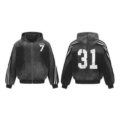 Vintage Sport Stripe | Zip Up Hoodie - Santo 