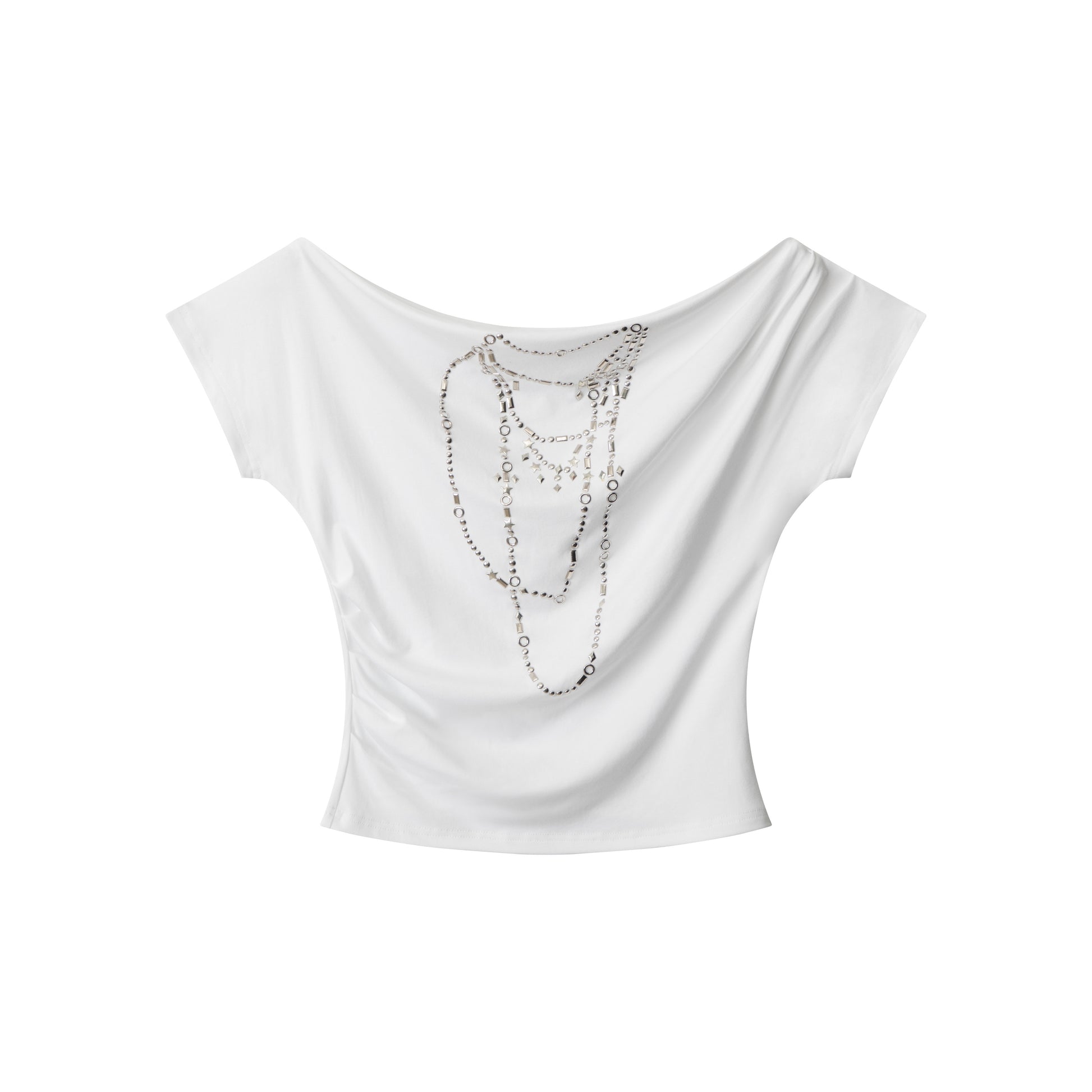 Chain Drape | Asymmetrical Shoulder Tee - Santo 