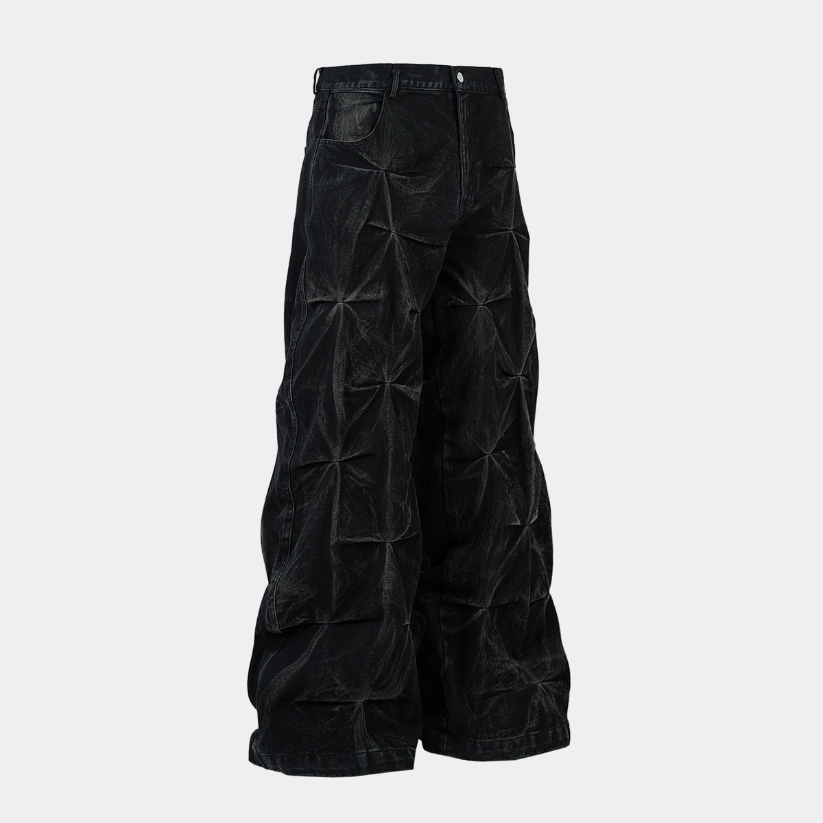 Washed Distressed Pleated | Baggy Jeans - Santo 