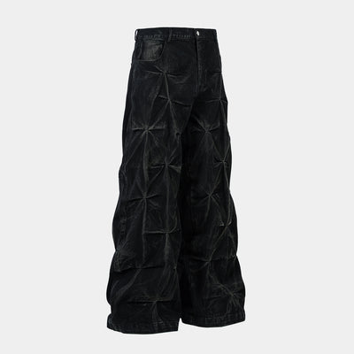Washed Distressed Pleated | Baggy Jeans - Santo 