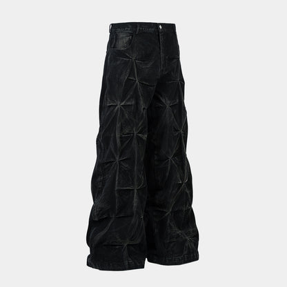 Washed Distressed Pleated | Baggy Jeans - Santo 
