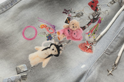 Plaid Waist Doll Print | Distressed Jeans - Santo 