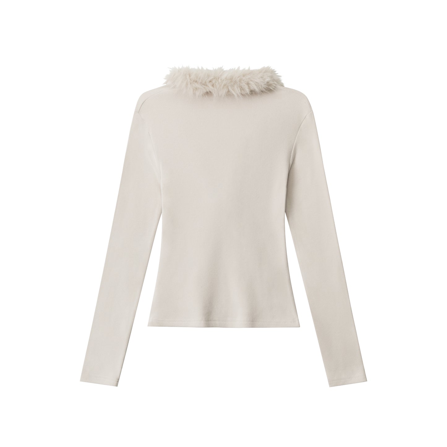 Fuzzy Vibe | Faux Fur Collar Knit Top