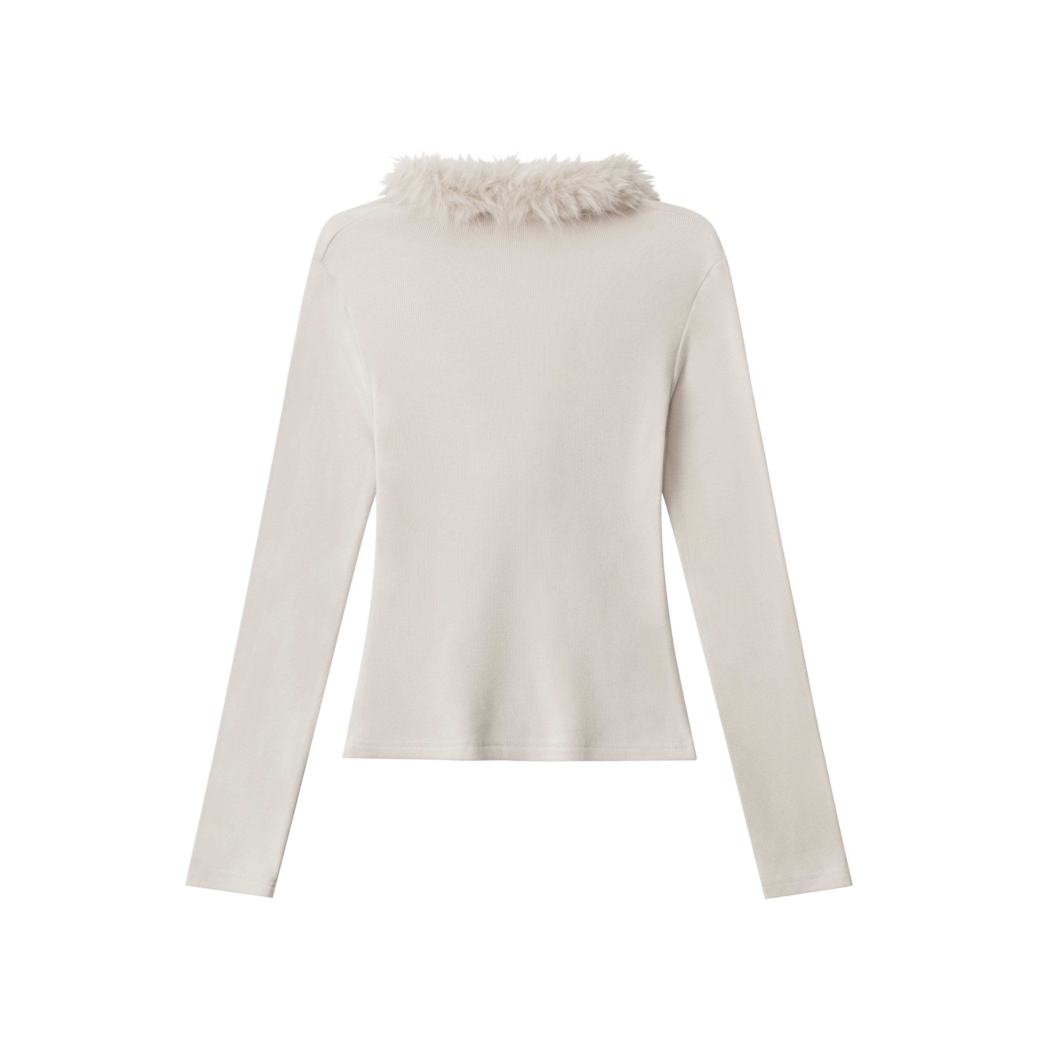 Fuzzy Vibe | Faux Fur Collar Knit Top