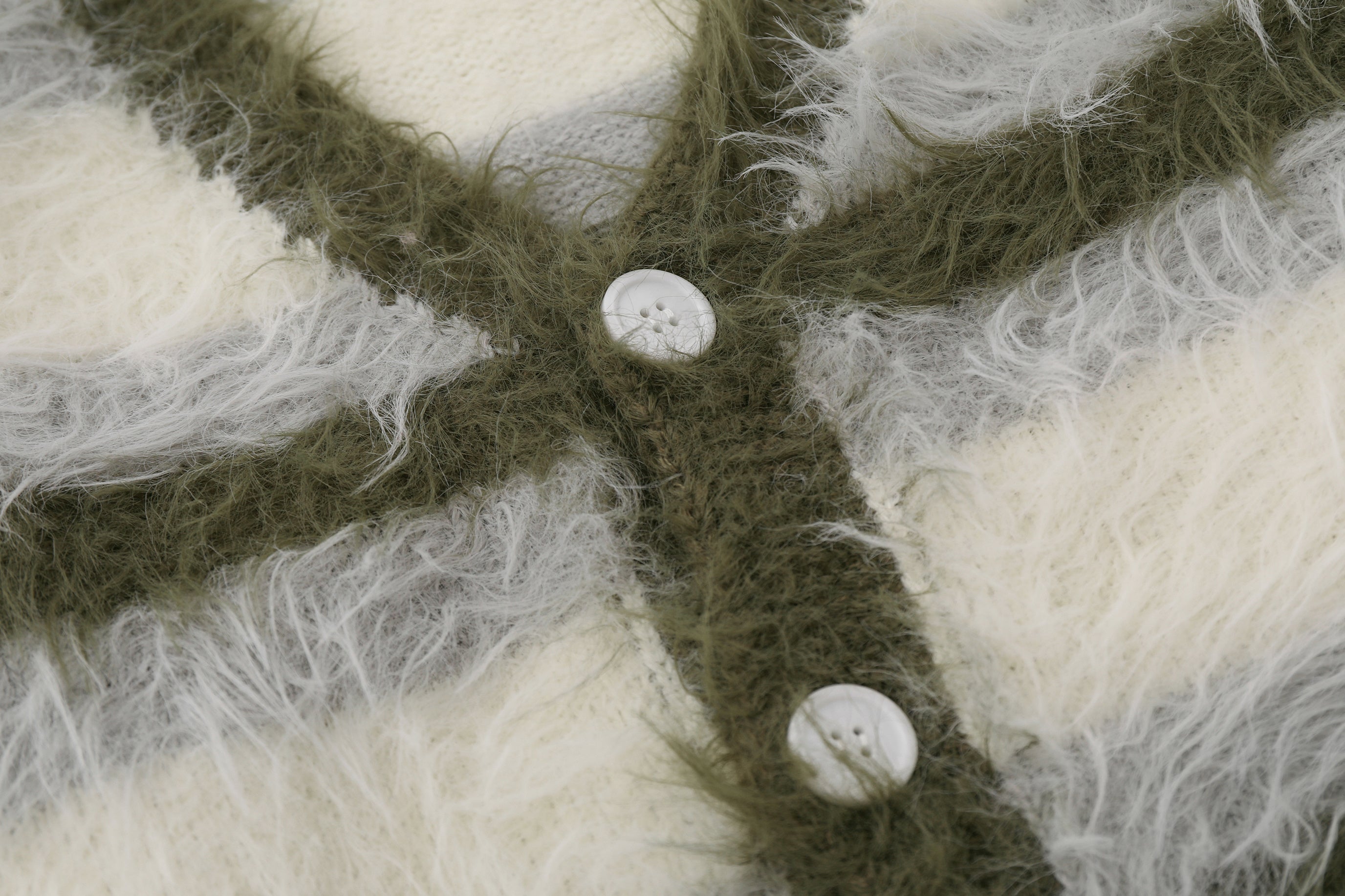 Furry Line | Striped Button-Up Fluffy Cardigan