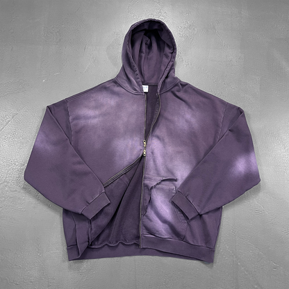 Washed Distressed | Zip-Up Hoodie - Santo 