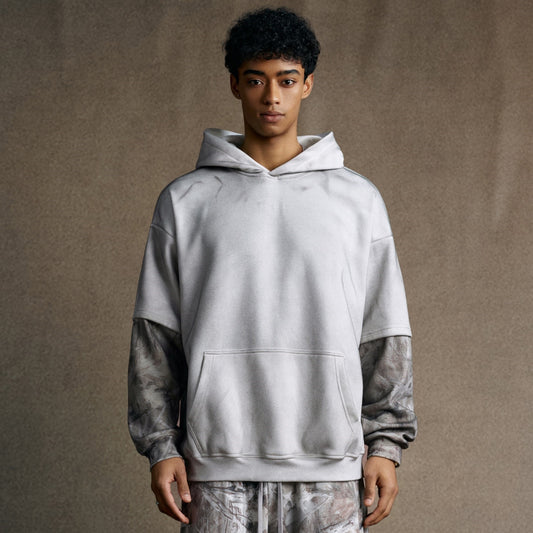 Frosted Camo Sleeve | Oversized Hoodie - Santo 