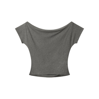 Chain Drape | Asymmetrical Shoulder Tee - Santo 