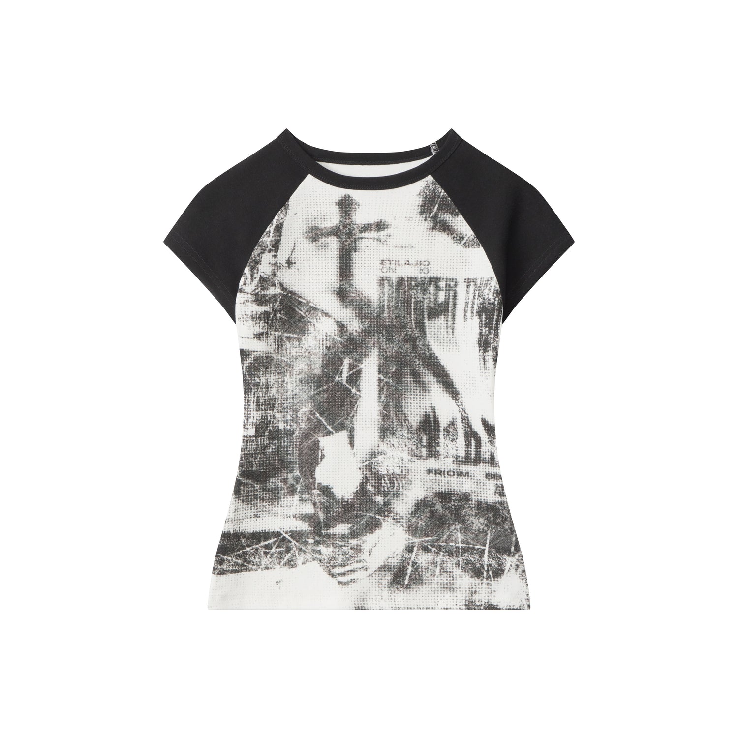 Grunge Cross | Fitted Graphic Raglan Tee - Santo 