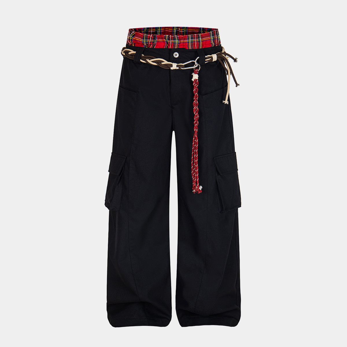 Plaid Waist Detail | Cargo Pants - Santo 