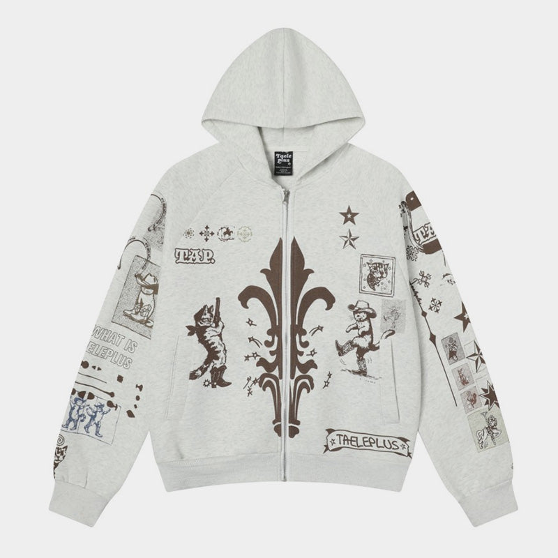 Hand-drawn | Graffiti Zip-Up Hoodie - Santo 