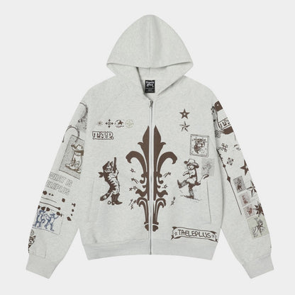 Hand-drawn | Graffiti Zip-Up Hoodie - Santo 