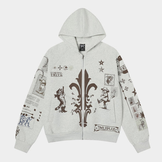Hand-drawn | Graffiti Zip-Up Hoodie - Santo 