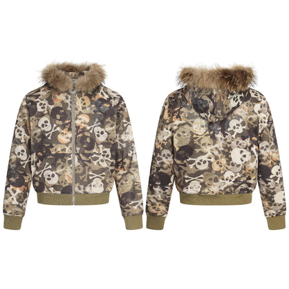 Streetwear Style | Skull Print Fur Jacket - Santo 