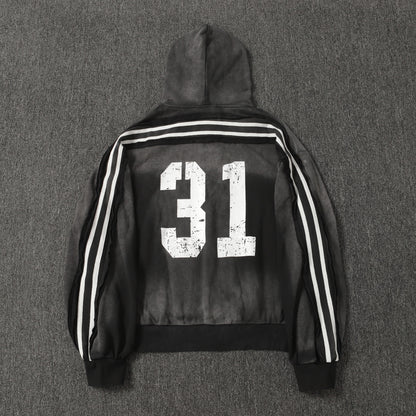 Vintage Sport Stripe | Zip Up Hoodie - Santo 