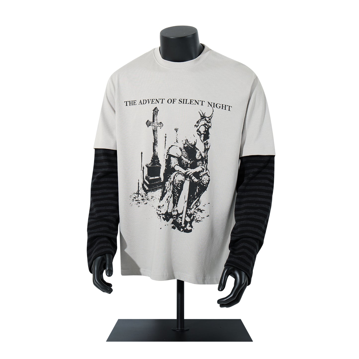 Gothic Knight Print | Layered Long Sleeve T-Shirt - Santo 
