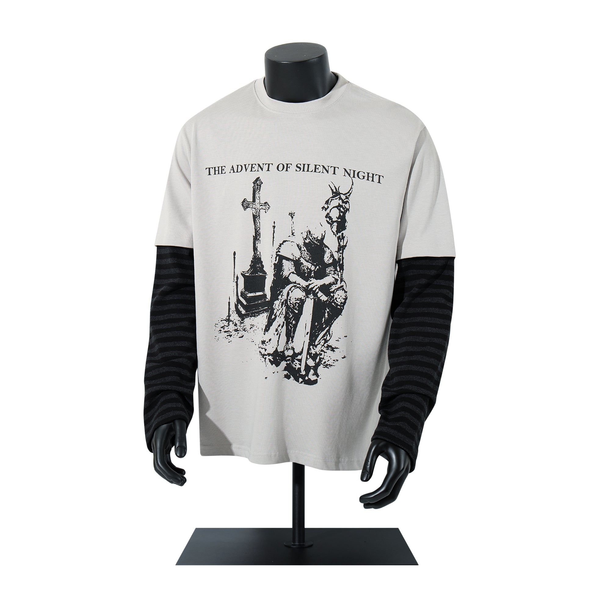Gothic Knight Print | Layered Long Sleeve T-Shirt - Santo 