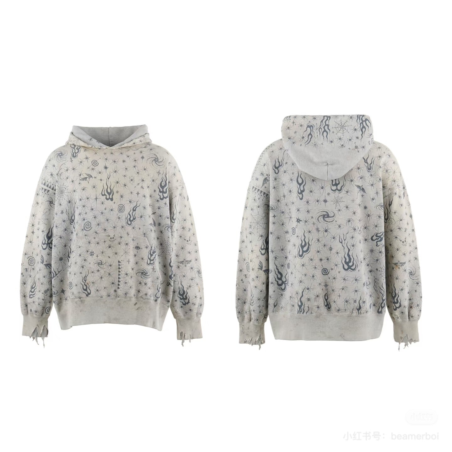 Mystic Burnout Print | Distressed Hoodie - Santo 