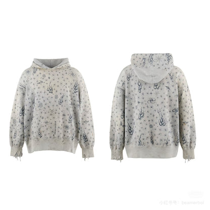 Mystic Burnout Print | Distressed Hoodie - Santo 
