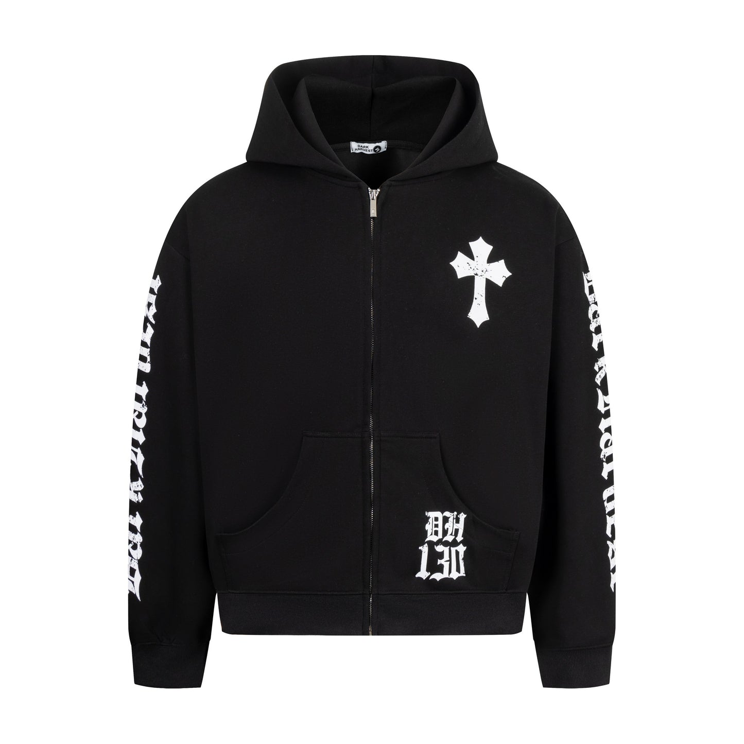 Gothic Cross Print | Zip Up Hoodie - Santo 