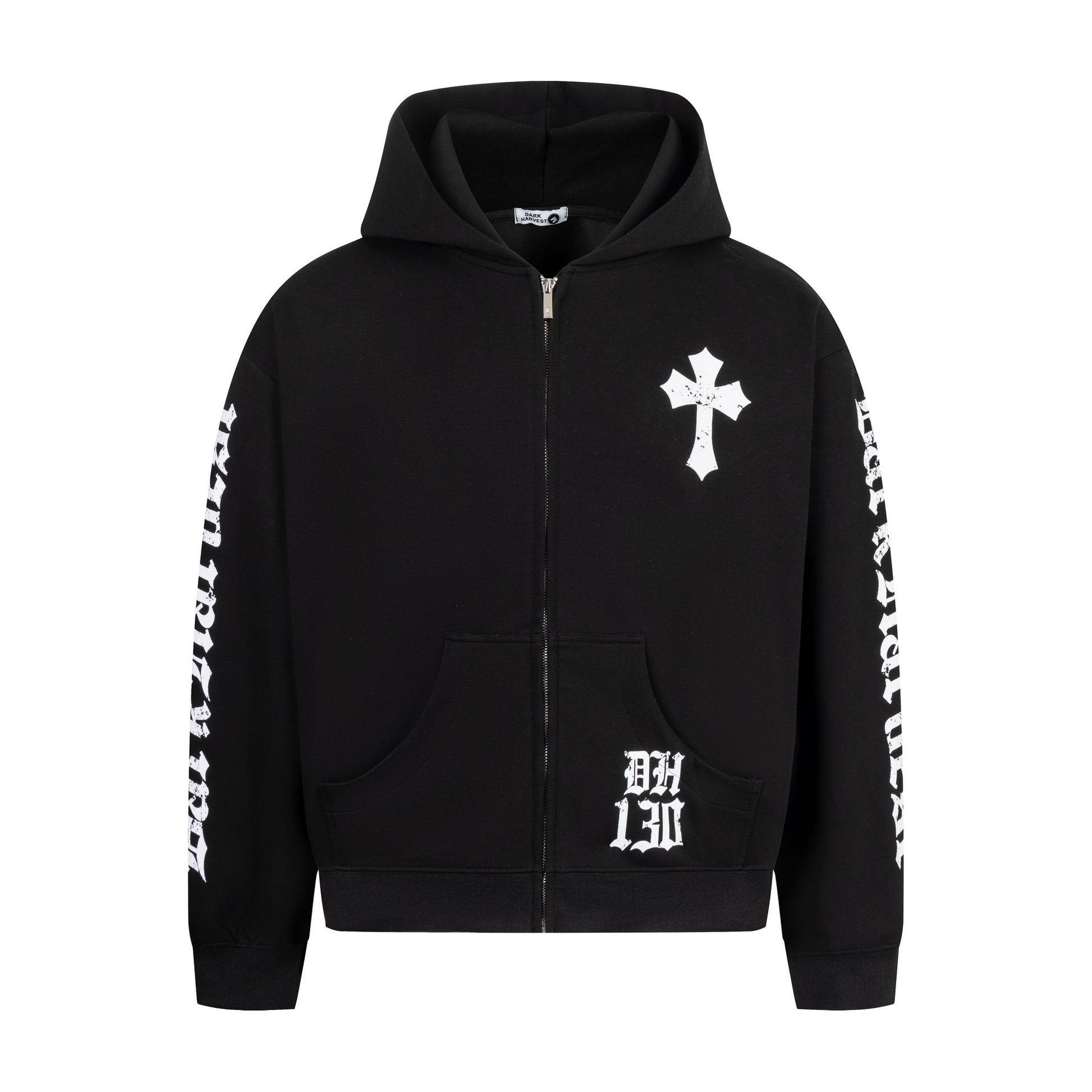 Gothic Cross Print | Zip Up Hoodie - Santo 