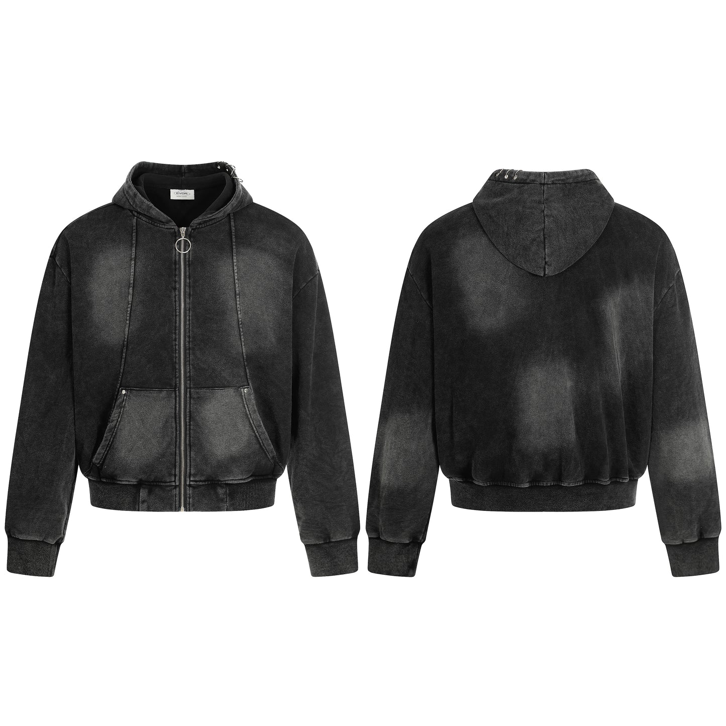 Washed | Oversized Zip Up Hoodie - Santo 