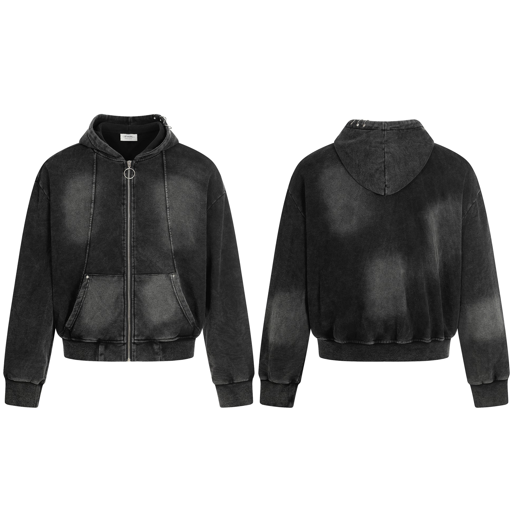 Washed | Oversized Zip Up Hoodie - Santo 