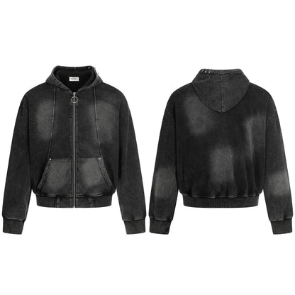 Washed | Oversized Zip Up Hoodie - Santo 