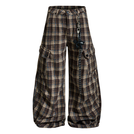 Plaid Flare | Wide-Leg Flannel Cargo Pants