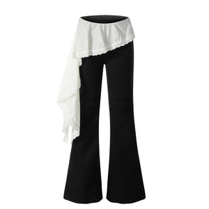 Asym Draper | Flared Pants with White Draped Skirt Layer