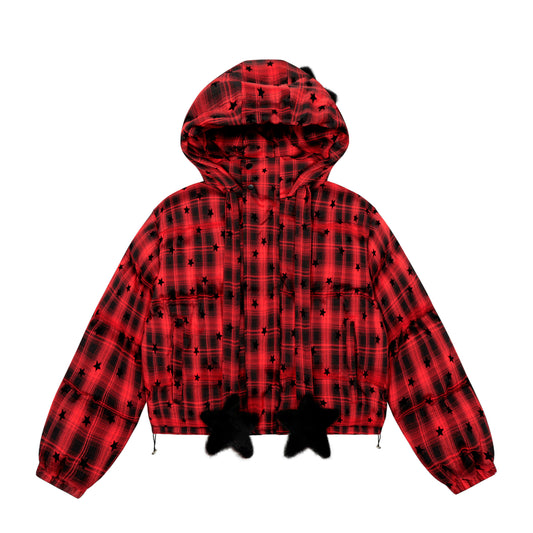 Plaid Spark | Star-Print Cropped Hoodie