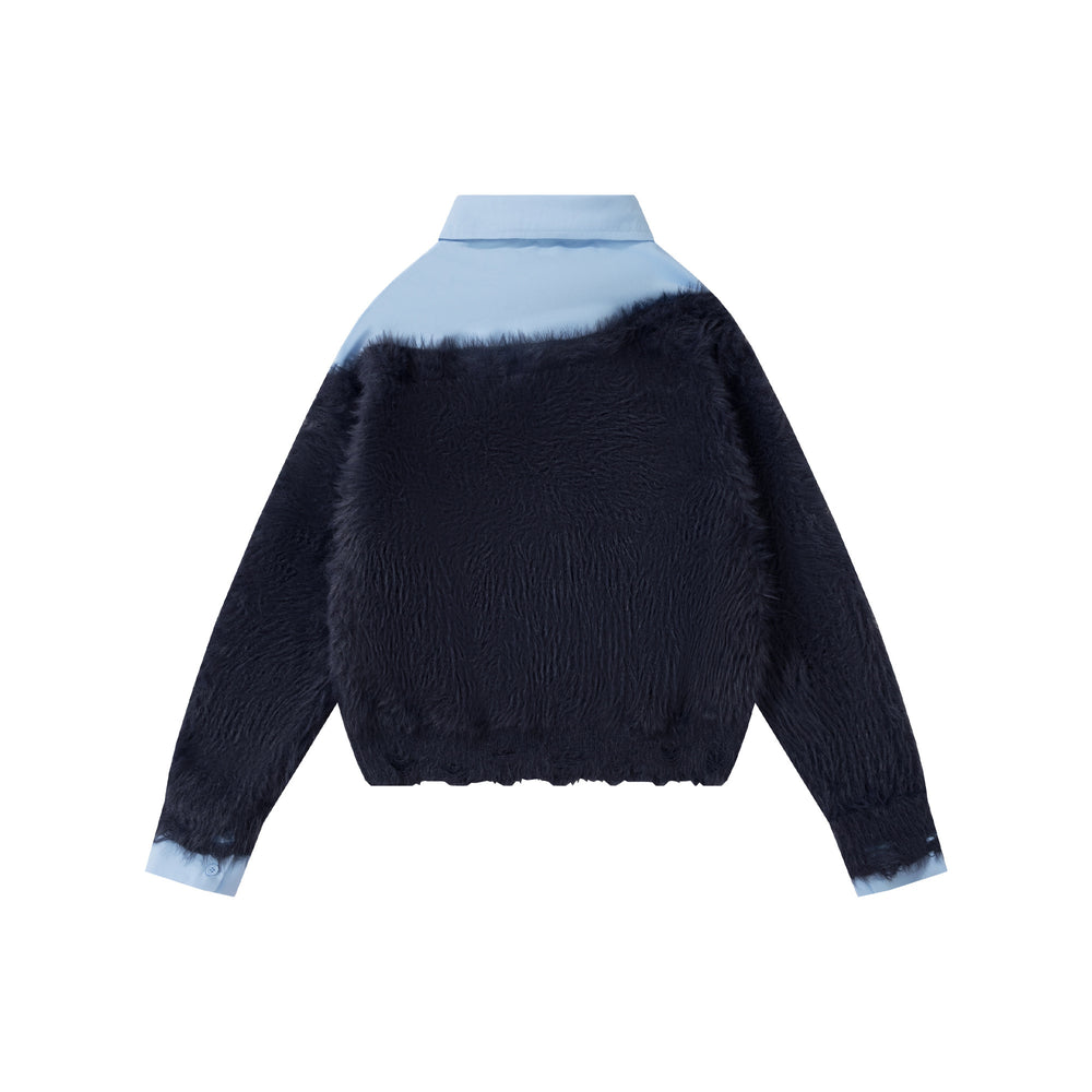 Preppy Fuzz | Mock-Layered Tie Collar Sweater - Santo 
